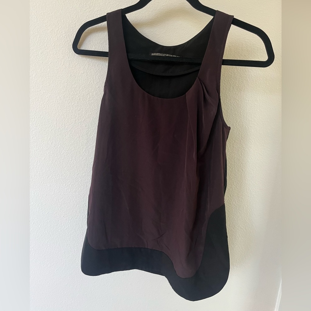All Saints Dark Maroon Silky Tank Too. Size 2.
